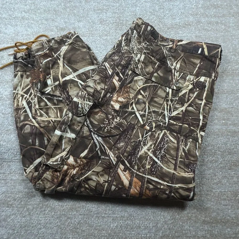 Game Winner Hunting Pants Mens 3XL Brown Black Tapered Leg Cotton Cargo Pockets